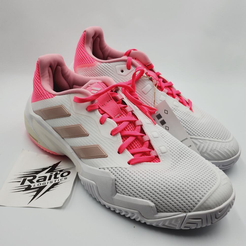 Womens Size 10 Adidas Tennis Shoes Barricade 13 Lightweight White Pink JP9842